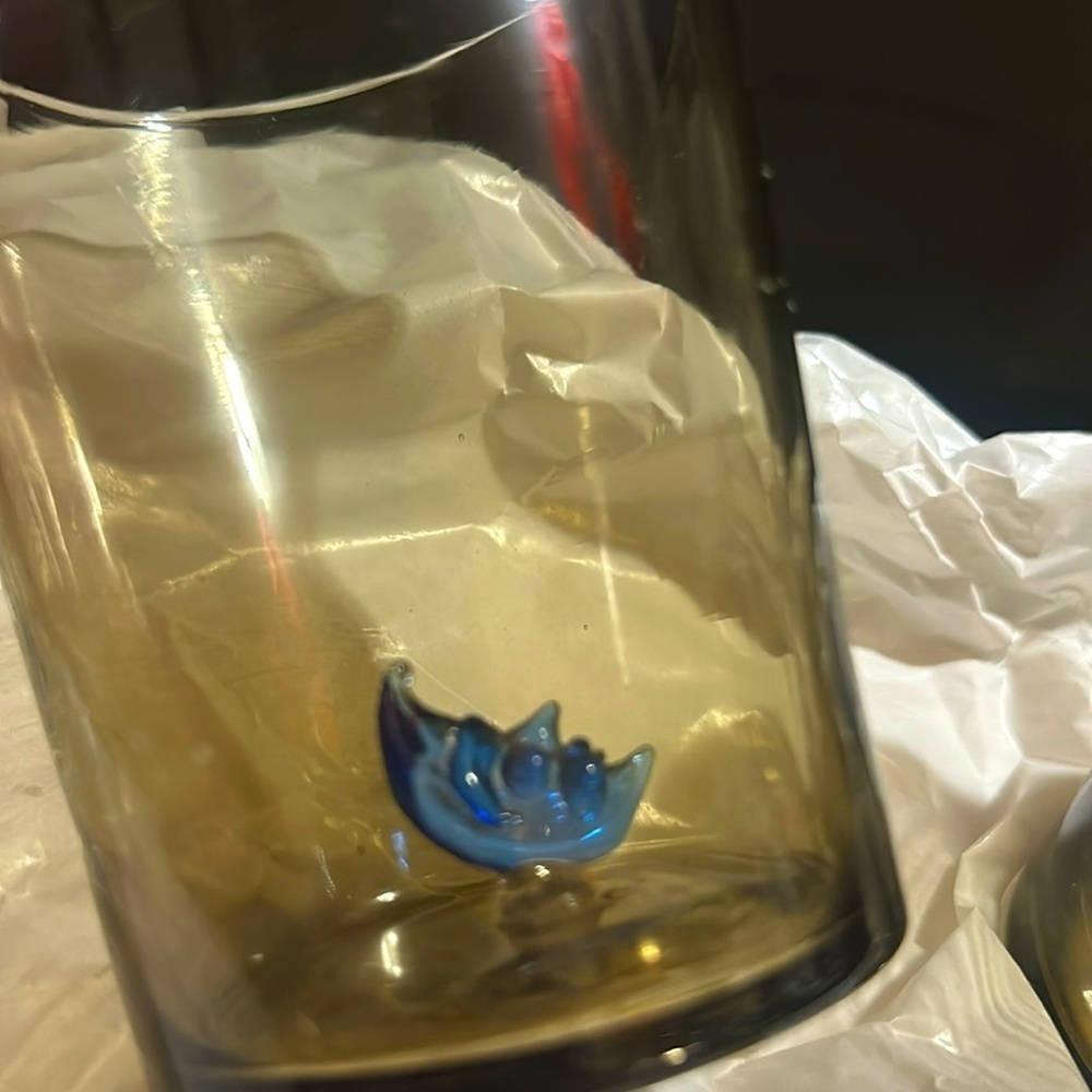 Urban Outfitters Crescent Blue Moon Glass Tumbler Smokey Grey Clear Glass set - Picture 6 of 11